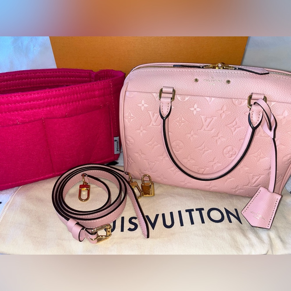 Authentic Louis Vuitton Empreinte Speedy 25 Bandouliere Rose poudre PINK RARE